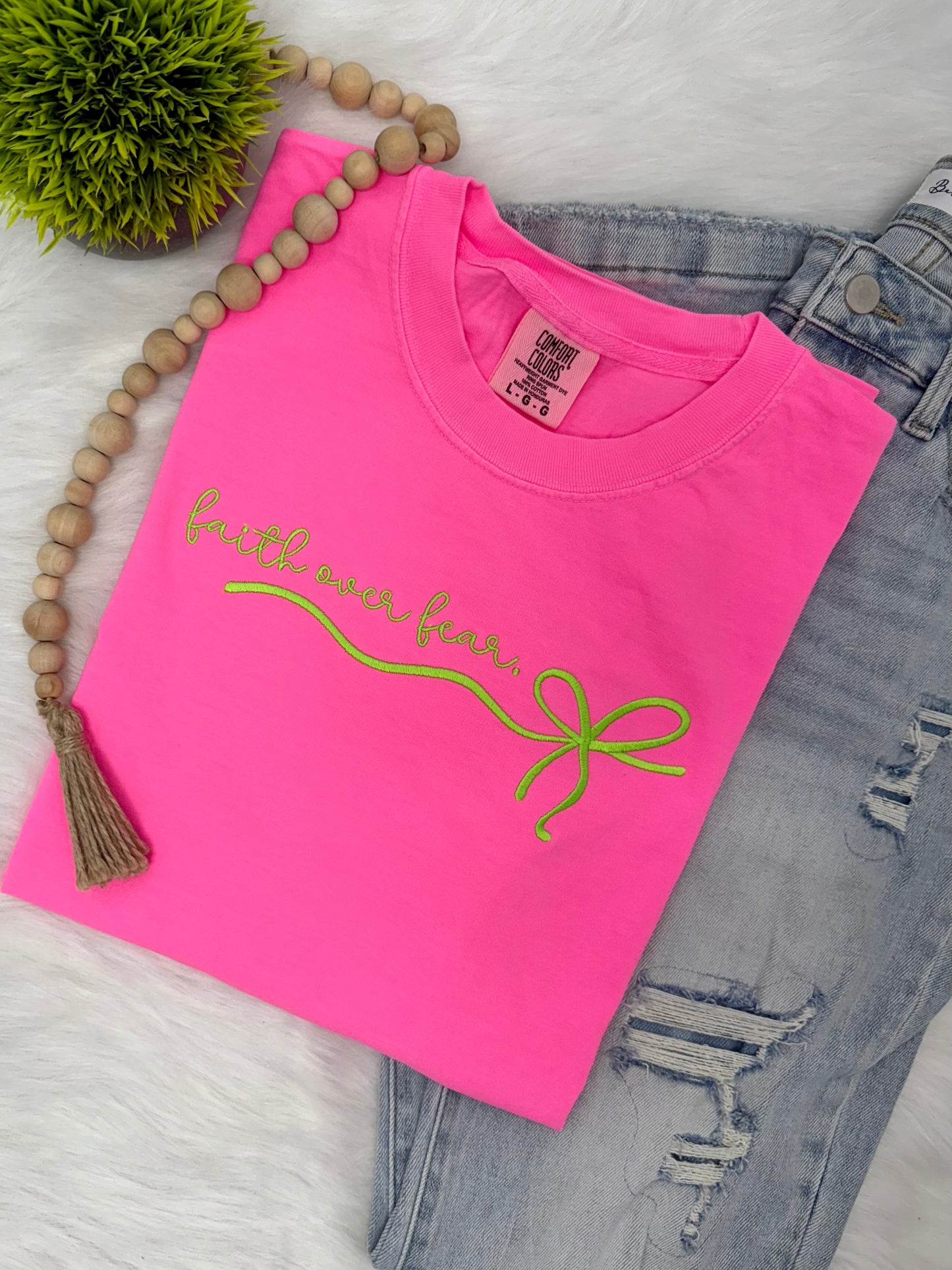 Faith over fear - EMBROIDERED Tshirt