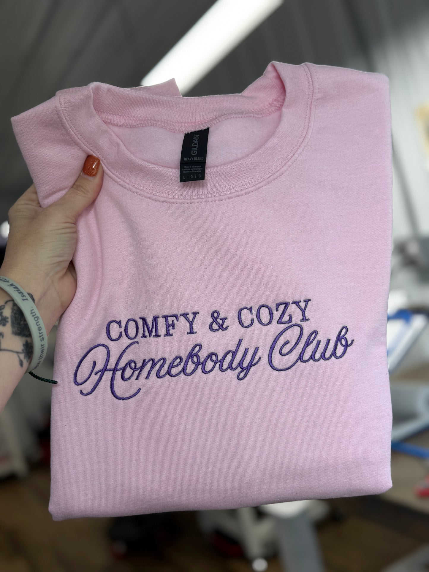 Comfy & Cozy Homebody Club- embroidered sweatshirt