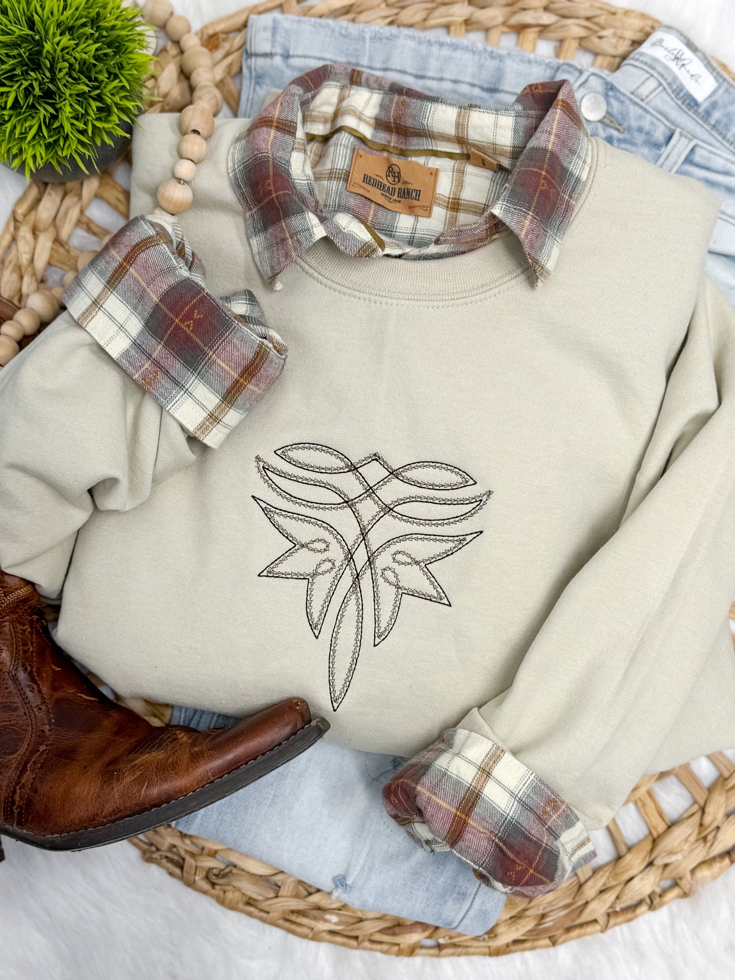 Boot Stitch- embroidered sweatshirt